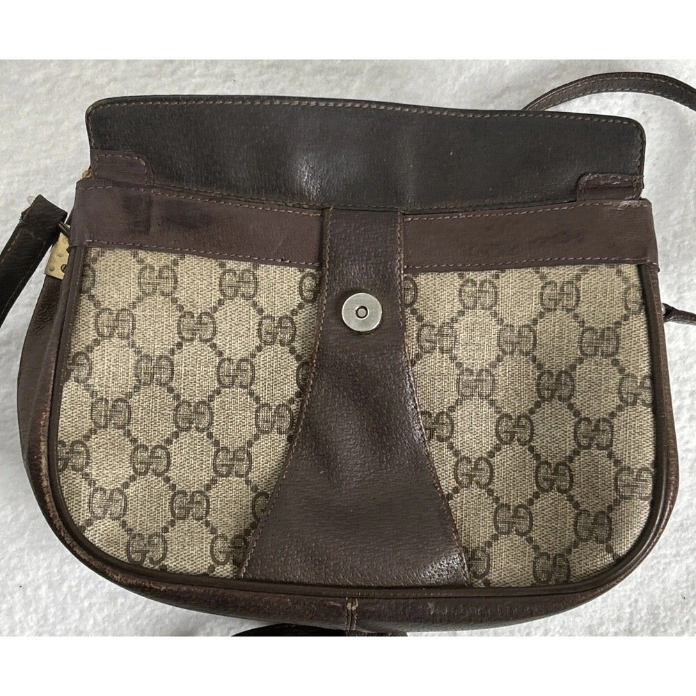 Vintage Gucci Shoulder Bag Crossbody GG PVC Leather 10.02.024 1980’s Classic - Picture 10 of 12